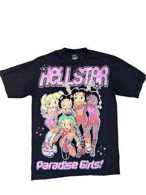 Hellstar Paradise Girls Betty Boop Graphic Tee Black